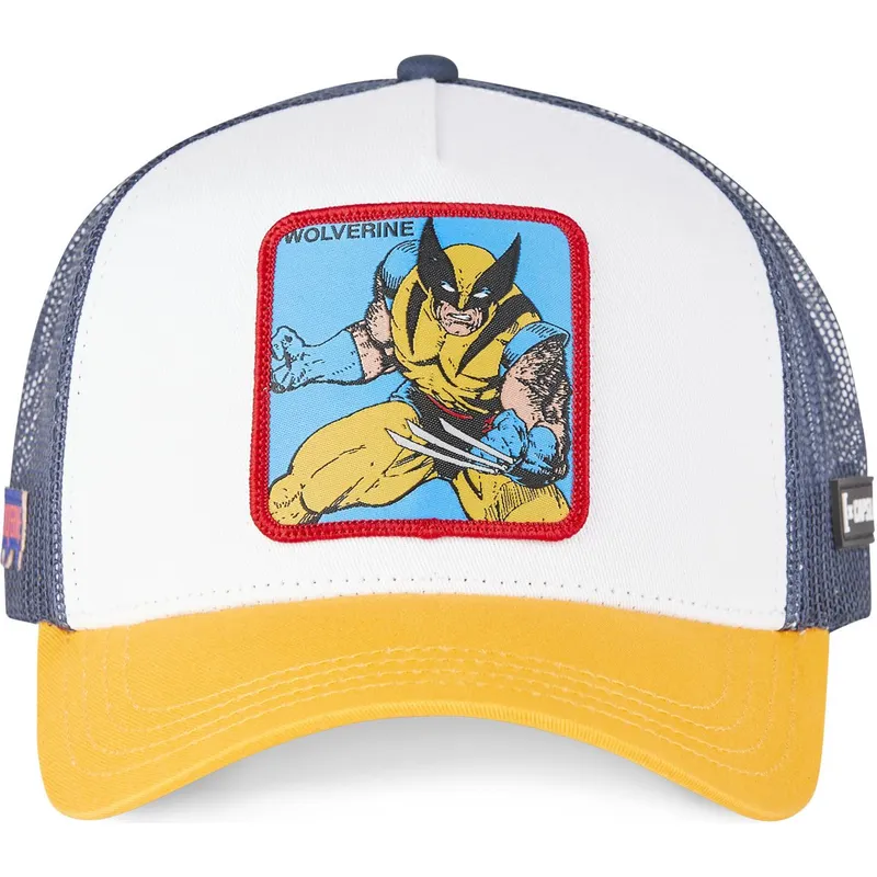 capslab-wolverine-wol-marvel-comics-hvid-bla-og-gul-trucker-kasket