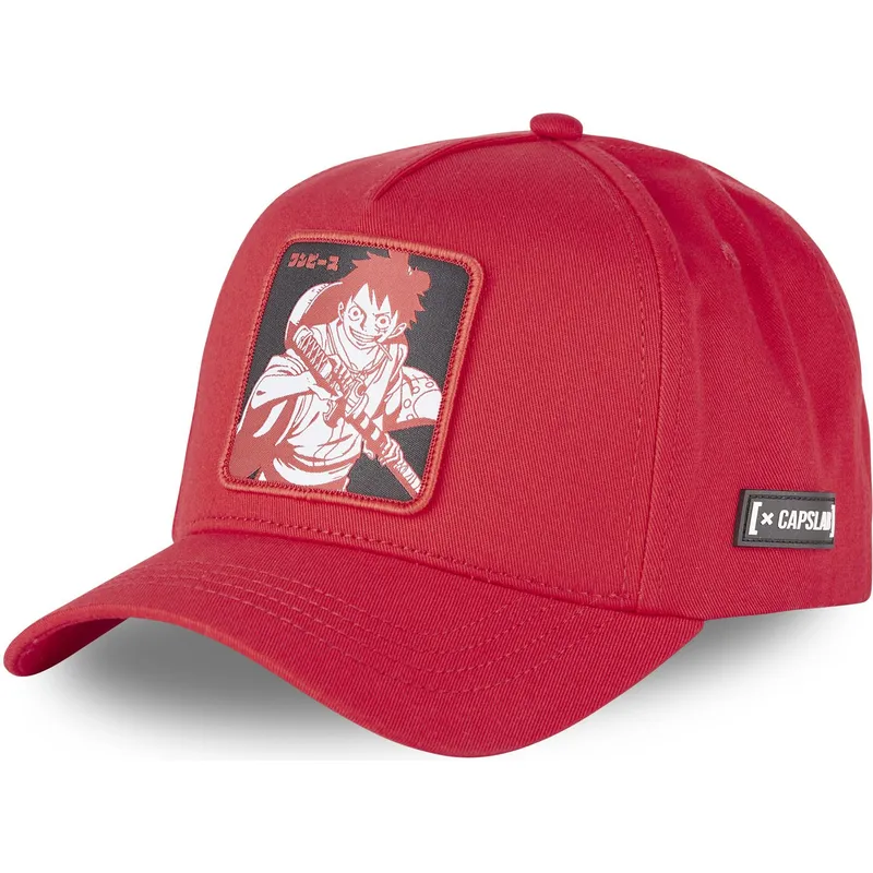 kasketter-buet-rod-snapback-monkey-d-luffy-one-piece-af-capslab kasketter-buet-rod-snapback-monkey-d-luffy-one-piece-af-capslab