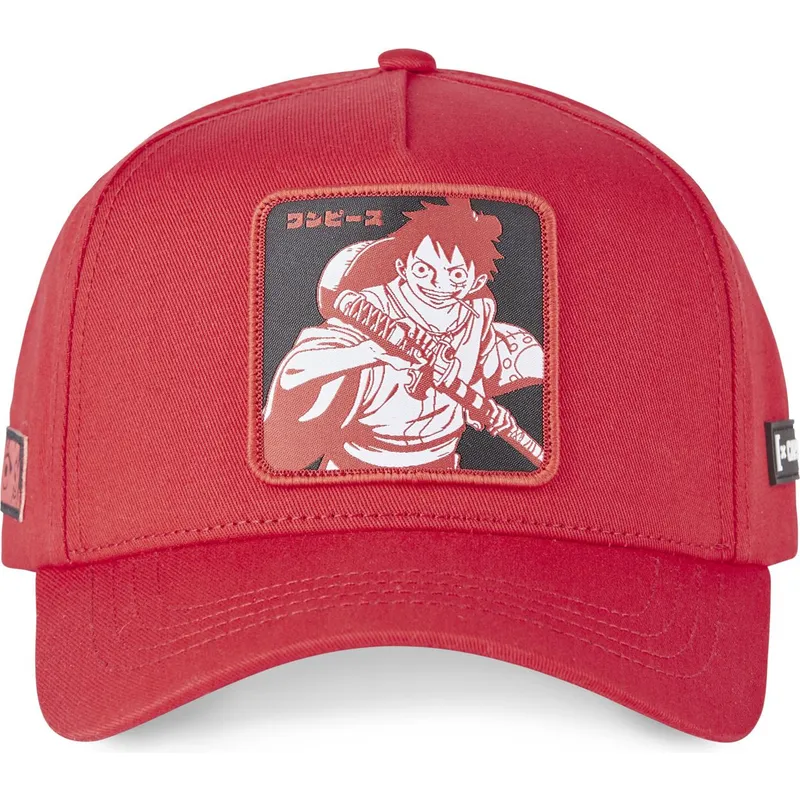kasketter-buet-rod-snapback-monkey-d-luffy-one-piece-af-capslab kasketter-buet-rod-snapback-monkey-d-luffy-one-piece-af-capslab