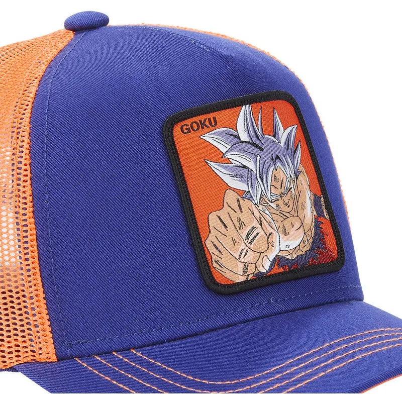 trucker-kasket-marinebla-og-orange-til-dreng-son-goku-ultra-instinct-kid-ult1-dragon-ball-fra-capslab