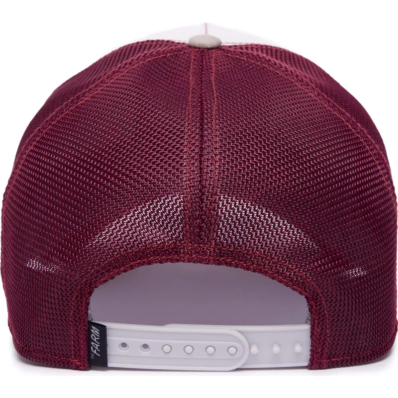 hvid-og-bordeaux-trucker-kasket-ulv-lone-wolf-mv-howler-the-farm-mvp-fra-goorin-bros