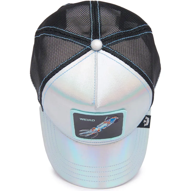 trucker-kasket-gra-og-sort-blaeksprutte-weird-go-way-out-there-the-farm-deep-sea-fra-goorin-bros