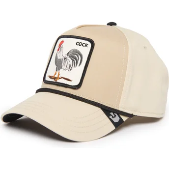 Buet beige snapback-kasket med hane Cock Rooster 100 The Farm All Over Canvas fra Goorin Bros.