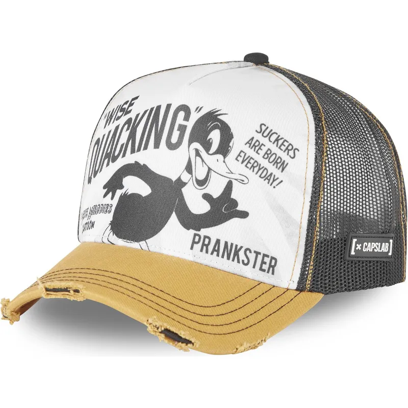 hvid-sort-og-gul-trucker-kasket-daffy-duck-loo8-duc1-looney-tunes-fra-capslab