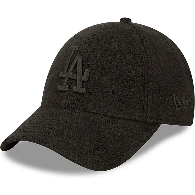 sort-justerbar-buet-kasket-med-sort-logo-9forty-towelling-fra-los-angeles-dodgers-mlb-fra-new-era