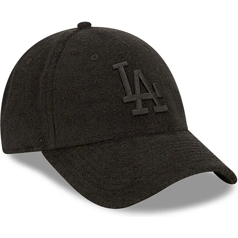 sort-justerbar-buet-kasket-med-sort-logo-9forty-towelling-fra-los-angeles-dodgers-mlb-fra-new-era