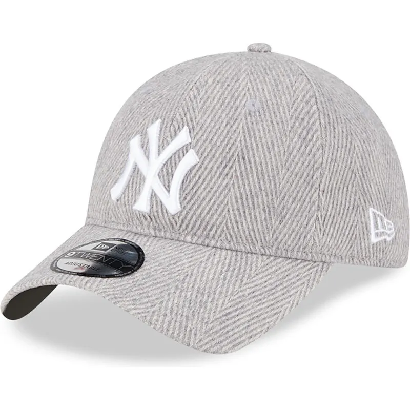 kasketter-buet-gra-justerbar-rem-9twenty-herringbone-fra-new-york-yankees-mlb-af-new-era