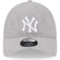 kasketter-buet-gra-justerbar-rem-9twenty-herringbone-fra-new-york-yankees-mlb-af-new-era