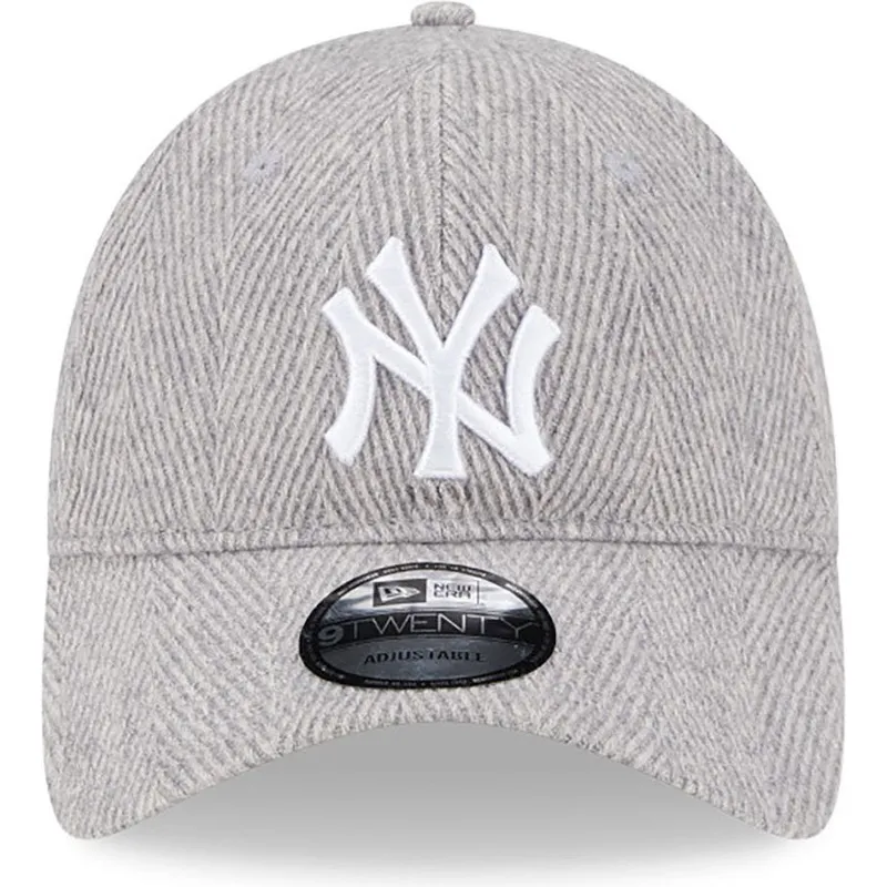 kasketter-buet-gra-justerbar-rem-9twenty-herringbone-fra-new-york-yankees-mlb-af-new-era