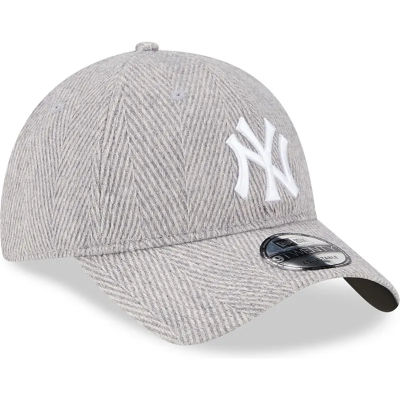kasketter-buet-gra-justerbar-rem-9twenty-herringbone-fra-new-york-yankees-mlb-af-new-era