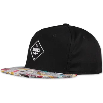 Djinns sort flad snapback kasket med Aztek gummimotiv