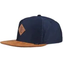 flad-kasket-marinebla-og-brun-snapback-honey-knit-fra-djinns