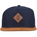 djinns-honey-knit-marinebla-og-brun-snapback-flad-kasket