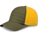 djinns-hft-puffy-nylon-gron-og-gul-snapback-kurvet-kasket