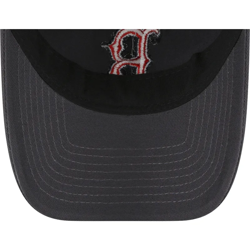gra-justerbar-curved-kasket-med-rodt-logo-9twenty-core-classic-fra-boston-red-sox-mlb-fra-new-era