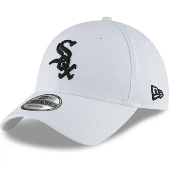 New Era Curved Brim Black Logo 9TWENTY Core Classic Chicago White Sox MLB White Adjustable Cap