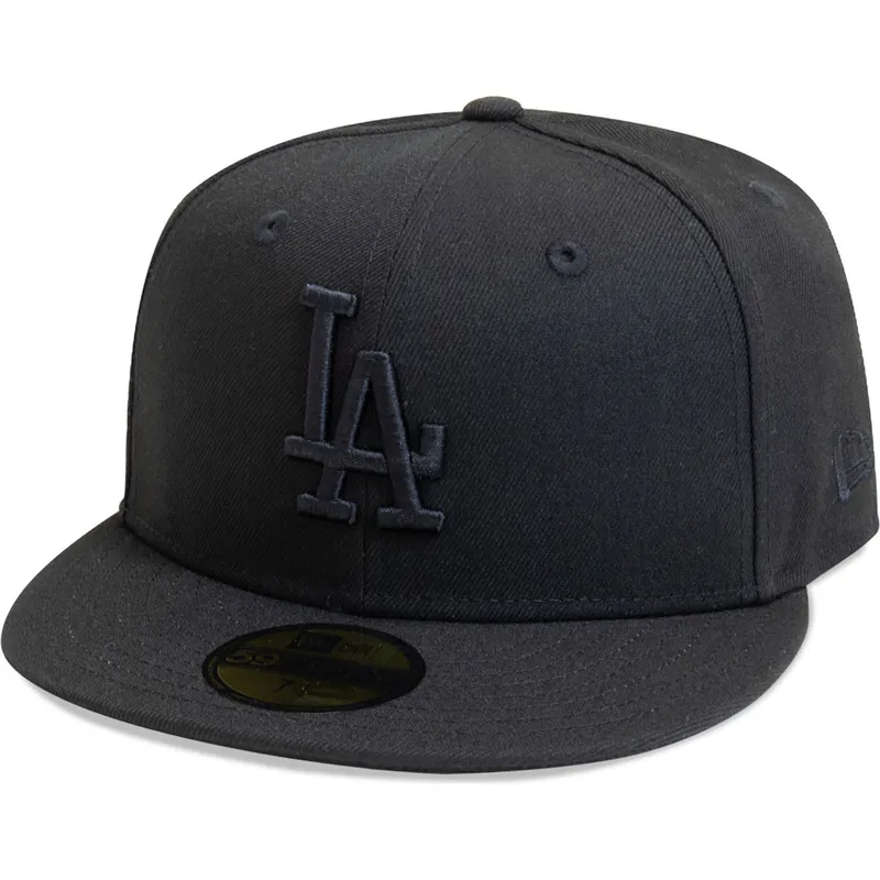sort-fitted-flad-kasket-med-sort-logo-59fifty-league-essential-fra-los-angeles-dodgers-mlb-fra-new-era