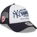 hvid-og-marinebla-9forty-a-frame-team-new-york-yankees-mlb-trucker-kasket-fra-new-era