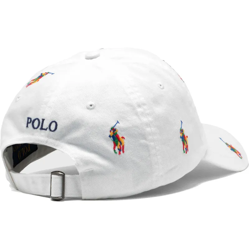hvid-justerbar-buet-kasket-med-flerfarvede-classic-sport-multi-logo-fra-polo-ralph-lauren
