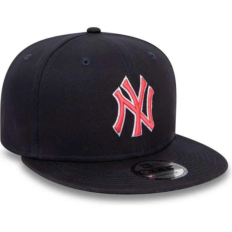 new-era-new-york-yankees-mlb-9fifty-outline-marinebla-snapback-kasket-med-rodt-logo