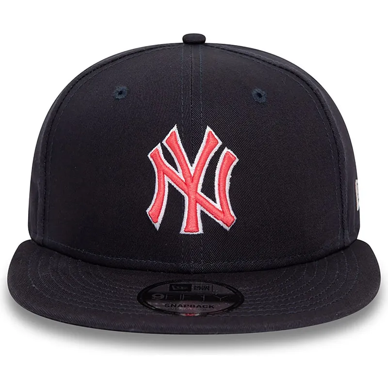 new-era-new-york-yankees-mlb-9fifty-outline-marinebla-snapback-kasket-med-rodt-logo