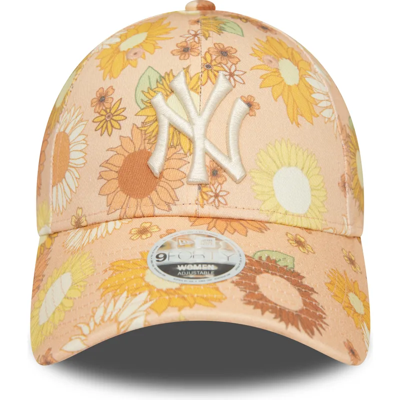 kasketter-buet-orange-justerbar-rem-9forty-floral-all-over-print-fra-new-york-yankees-mlb-af-new-era