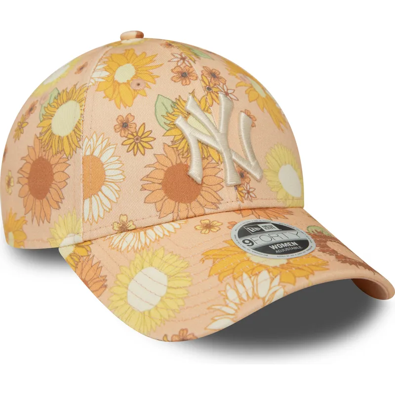 kasketter-buet-orange-justerbar-rem-9forty-floral-all-over-print-fra-new-york-yankees-mlb-af-new-era