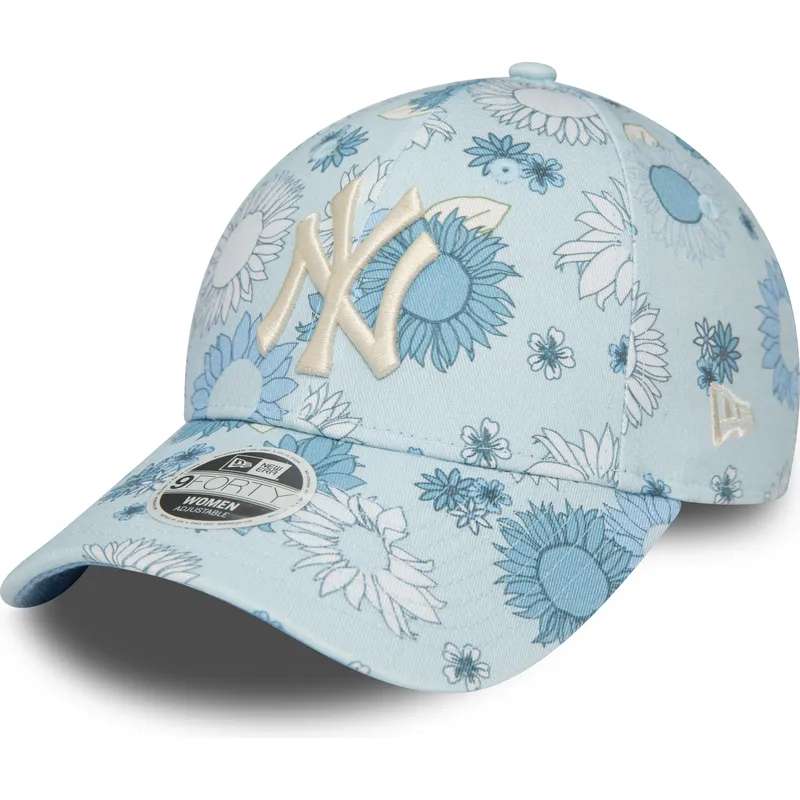 kasketter-buet-bla-justerbar-rem-9forty-floral-all-over-print-fra-new-york-yankees-mlb-af-new-era