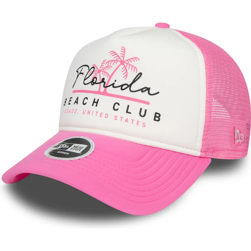 kasketter-buet-rosa-snapback-a-frame-foam-front-fra-florida-beach-club-af-new-era