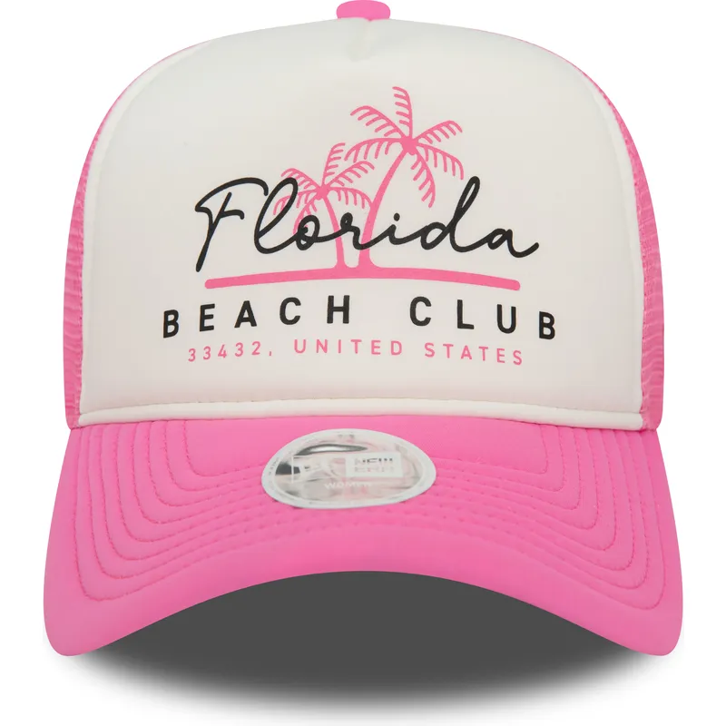 kasketter-buet-rosa-snapback-a-frame-foam-front-fra-florida-beach-club-af-new-era