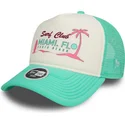 hvid-og-gron-trucker-kasket-til-kvinder-a-frame-foam-front-fra-miami-surf-club-florida-fra-new-era