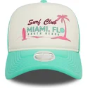 hvid-og-gron-trucker-kasket-til-kvinder-a-frame-foam-front-fra-miami-surf-club-florida-fra-new-era