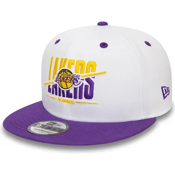Los Angeles Lakers NBA New Era 9FIFTY hvid og violet snapback fladskygget kasket