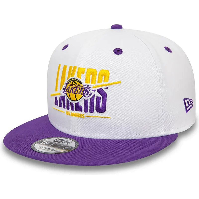 hvid-og-violet-flat-cap-snapback-9fifty-white-crown-fra-los-angeles-lakers-nba-fra-new-era
