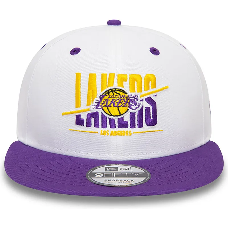 hvid-og-violet-flat-cap-snapback-9fifty-white-crown-fra-los-angeles-lakers-nba-fra-new-era