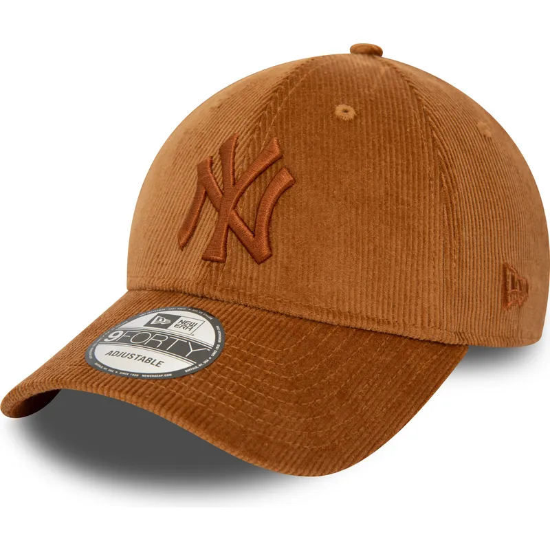 kasketter-buet-brun-justerbar-rem-9forty-cord-fra-new-york-yankees-mlb-af-new-era