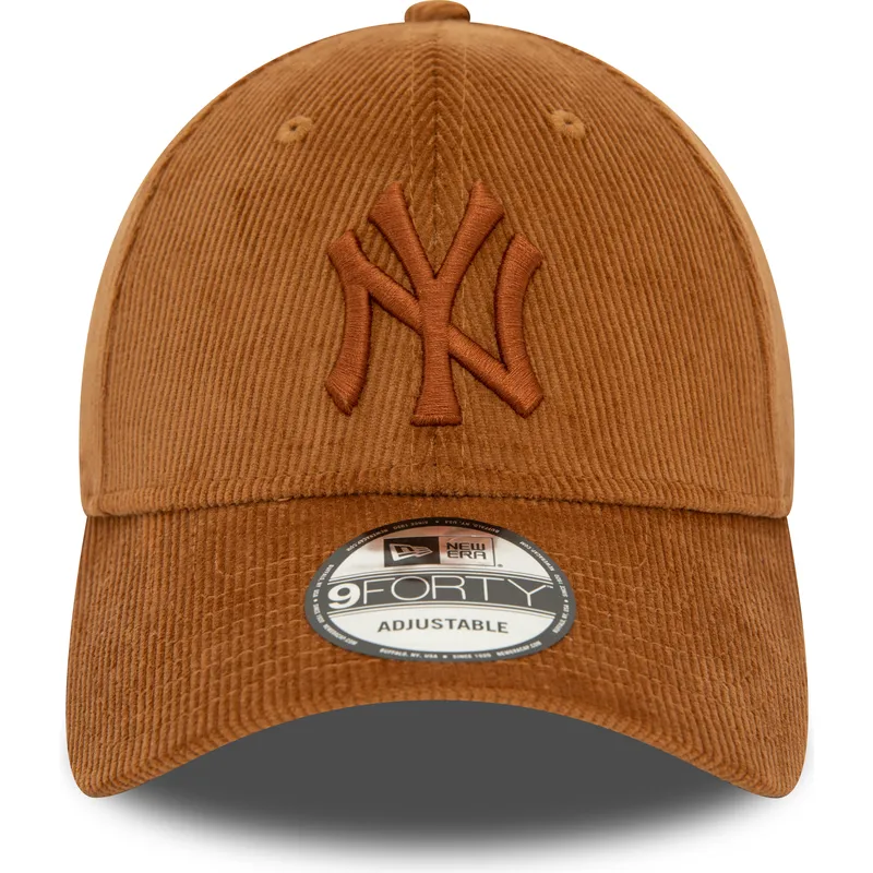 kasketter-buet-brun-justerbar-rem-9forty-cord-fra-new-york-yankees-mlb-af-new-era