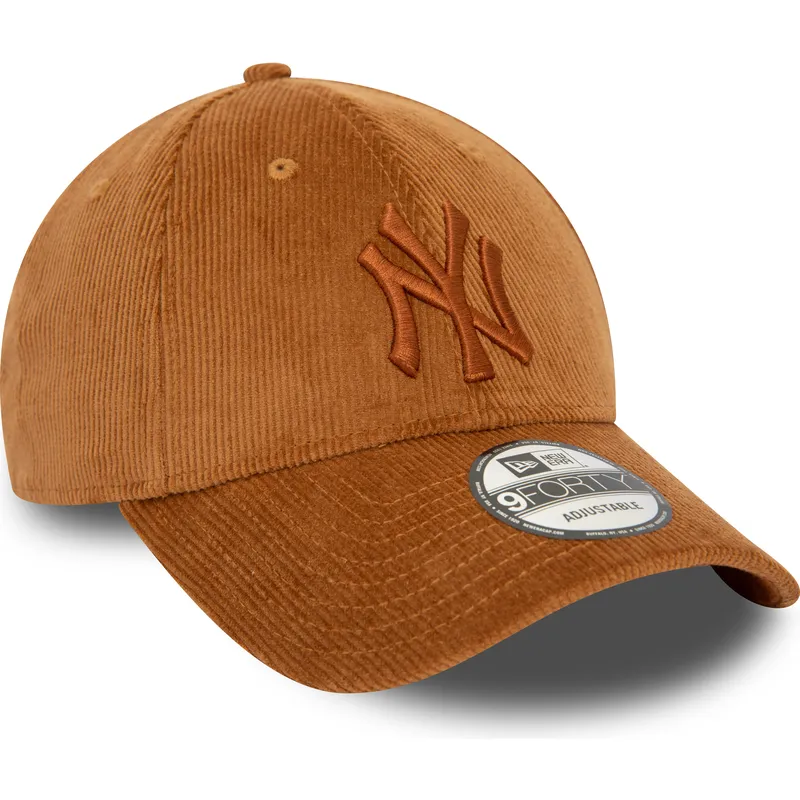 kasketter-buet-brun-justerbar-rem-9forty-cord-fra-new-york-yankees-mlb-af-new-era