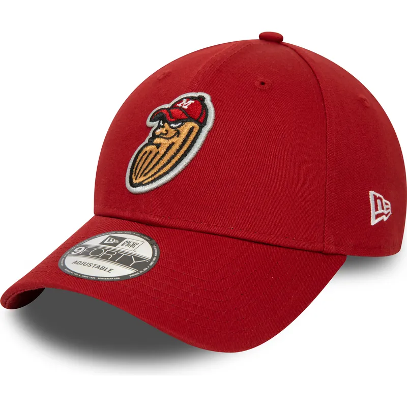 kasketter-buet-rod-justerbar-rem-9forty-minor-league-fra-modesto-nuts-milb-af-new-era