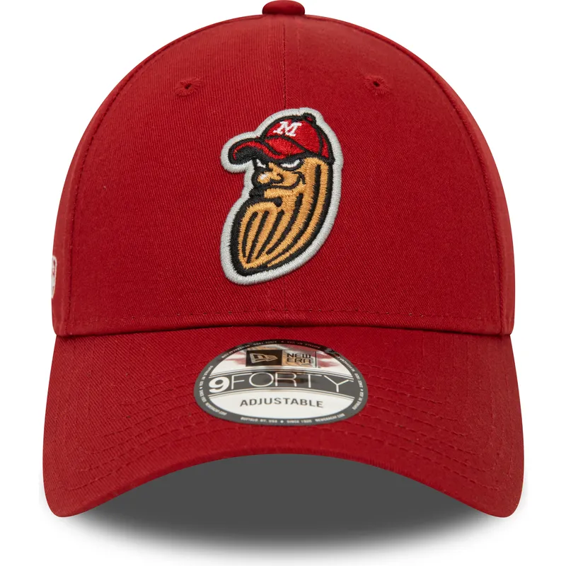 kasketter-buet-rod-justerbar-rem-9forty-minor-league-fra-modesto-nuts-milb-af-new-era