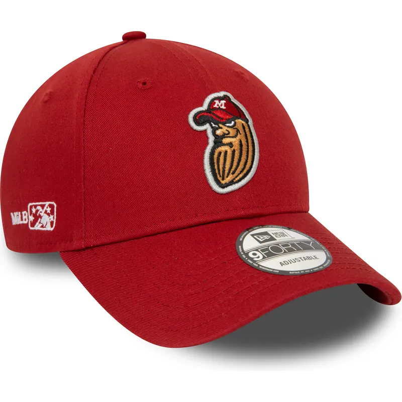 kasketter-buet-rod-justerbar-rem-9forty-minor-league-fra-modesto-nuts-milb-af-new-era