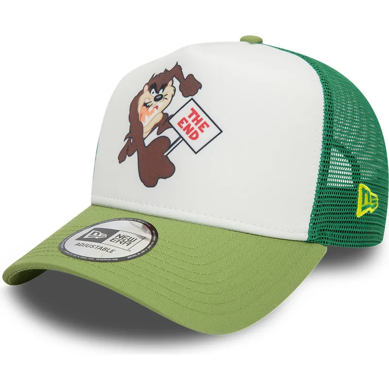 hvid-og-gron-trucker-kasket-a-frame-character-tasmanian-devil-looney-tunes-fra-new-era