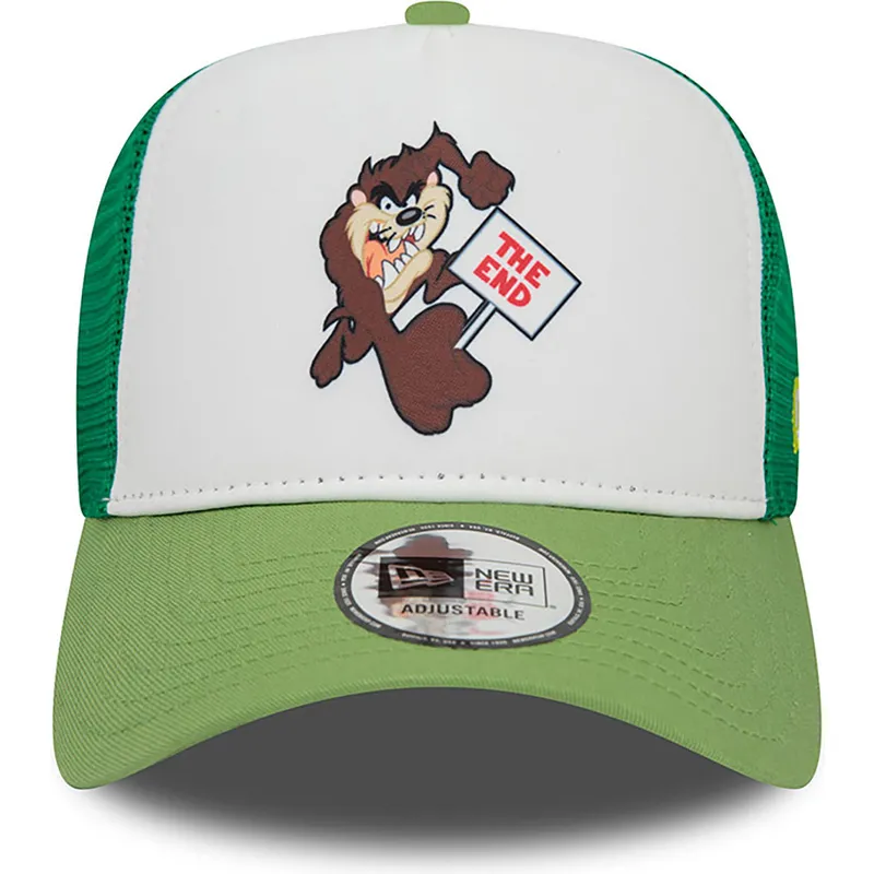 hvid-og-gron-trucker-kasket-a-frame-character-tasmanian-devil-looney-tunes-fra-new-era