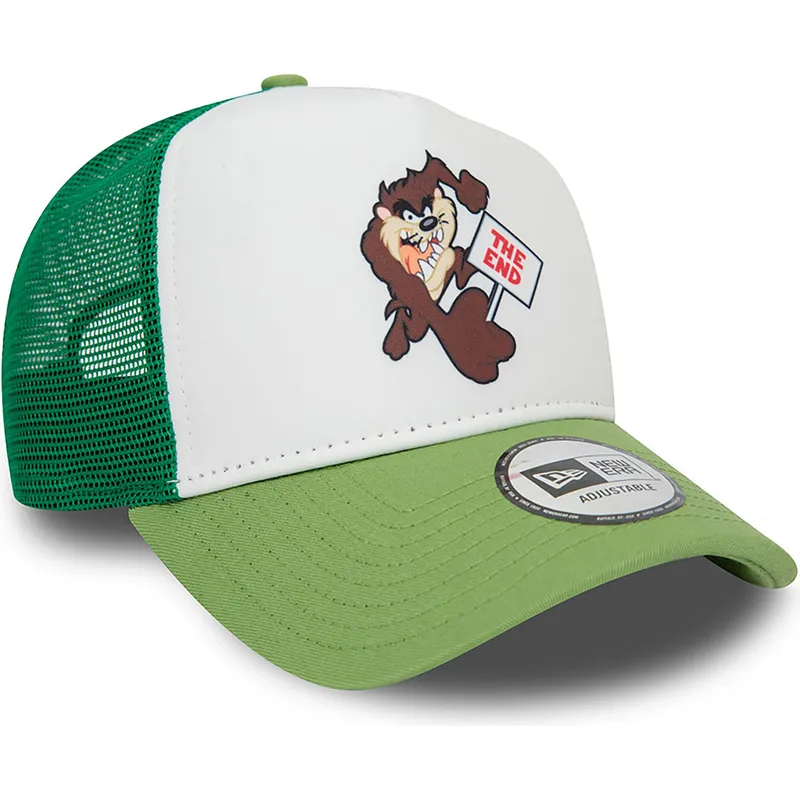 hvid-og-gron-trucker-kasket-a-frame-character-tasmanian-devil-looney-tunes-fra-new-era