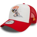 hvid-og-rod-trucker-cap-a-frame-character-med-daffy-and-og-grisling-looney-tunes-fra-new-era