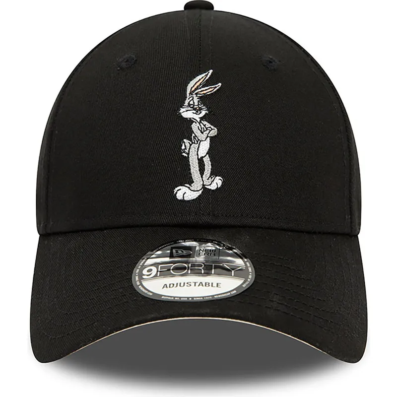 sort-justerbar-9forty-karakter-kasket-med-buet-skygge-af-bugs-bunny-looney-tunes-fra-new-era