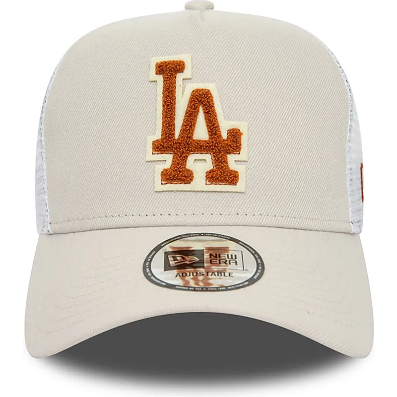 kasketter-buet-beige-snapback-marron-a-frame-boucle-fra-los-angeles-dodgers-mlb-af-new-era