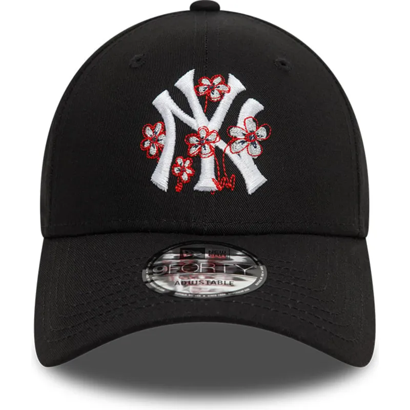 kasketter-buet-sort-justerbar-rem-9forty-flower-icon-fra-new-york-yankees-mlb-af-new-era