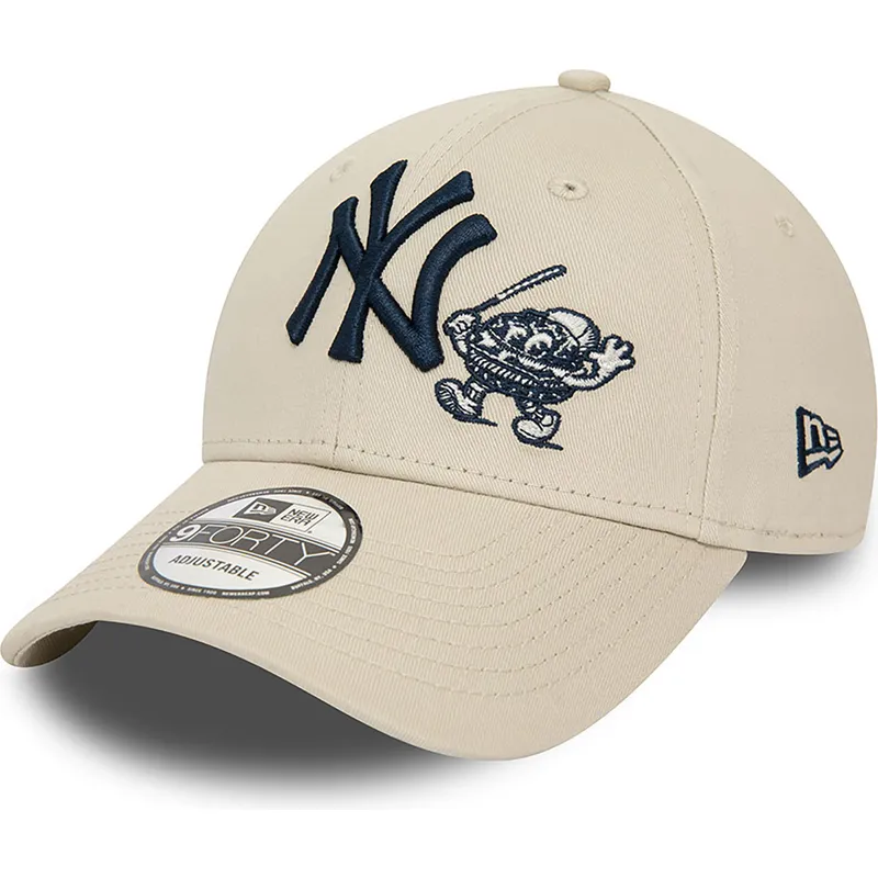 kasketter-buet-beige-justerbar-rem-9forty-food-character-fra-new-york-yankees-mlb-af-new-era