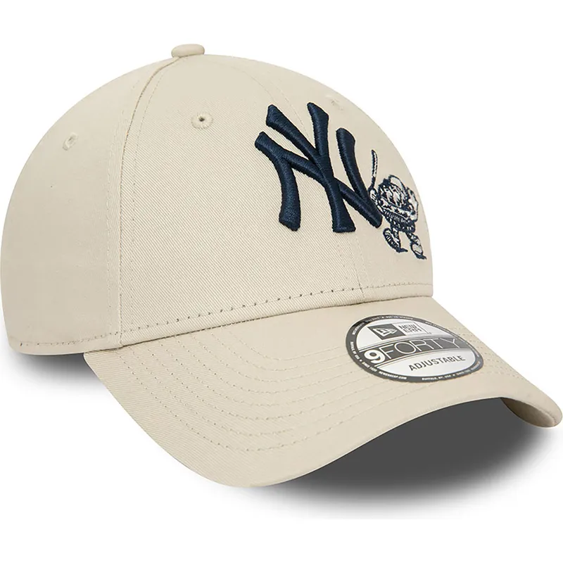 kasketter-buet-beige-justerbar-rem-9forty-food-character-fra-new-york-yankees-mlb-af-new-era